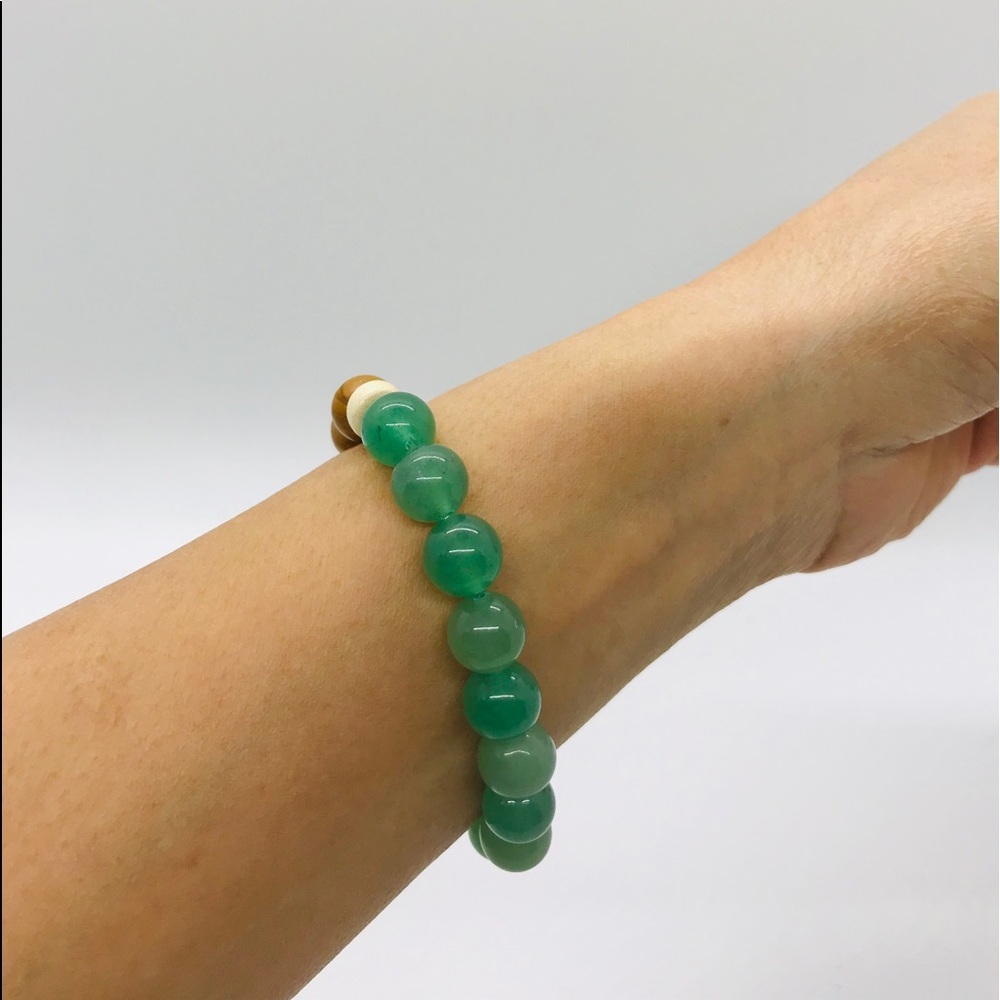 10mm Green Aventurine & Jasper Gemstone Bracelet - Picture 5 of 5